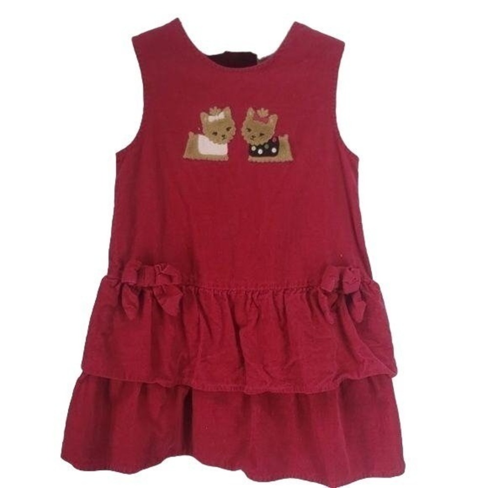 Gymboree Girls Red Scottish Terrier Corduroy Sleeveless Dress SIZE 5T